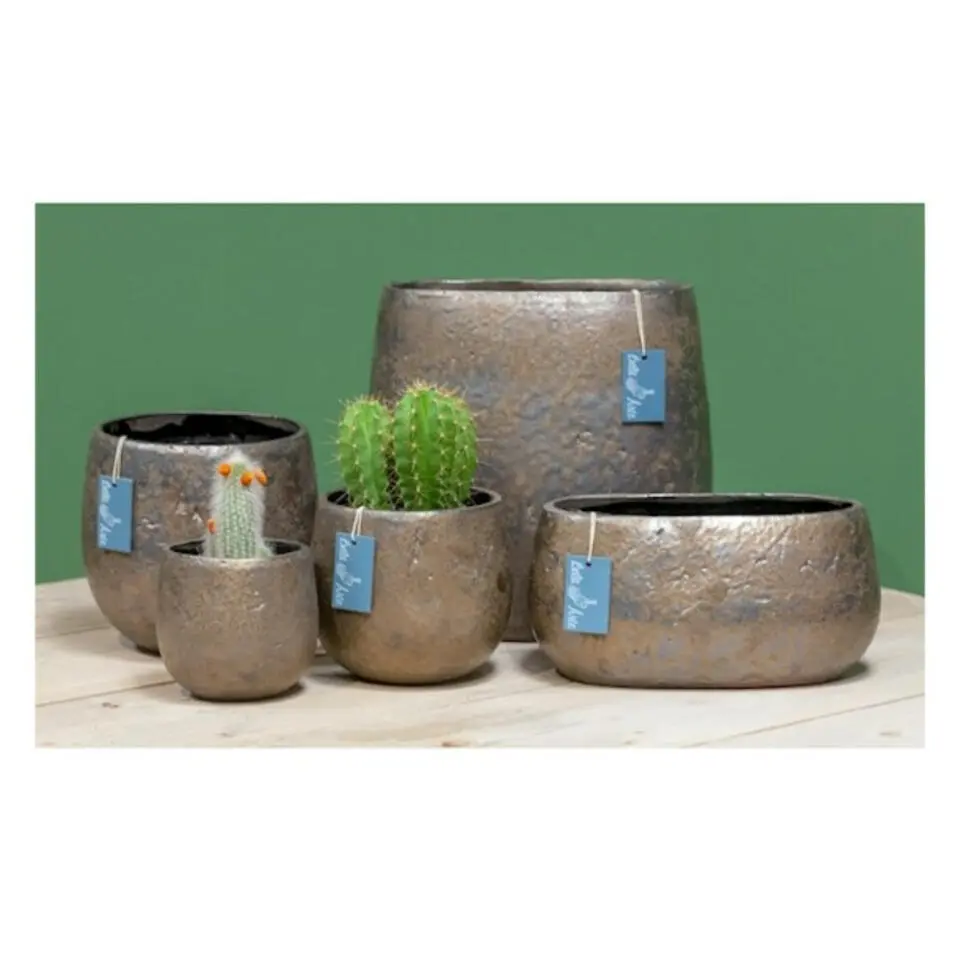 Floran Plantenpot - bronskleurig - keramiek - 14 x 10 cm