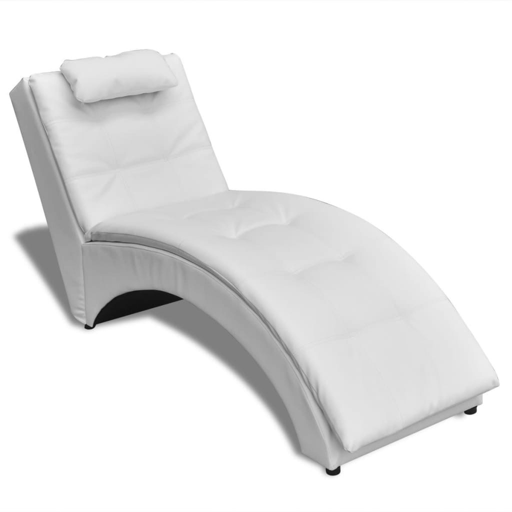 Szezlong BiałyTapicerowany Leżanka Sofa Fotel Łóżko Sztuczna Skóra