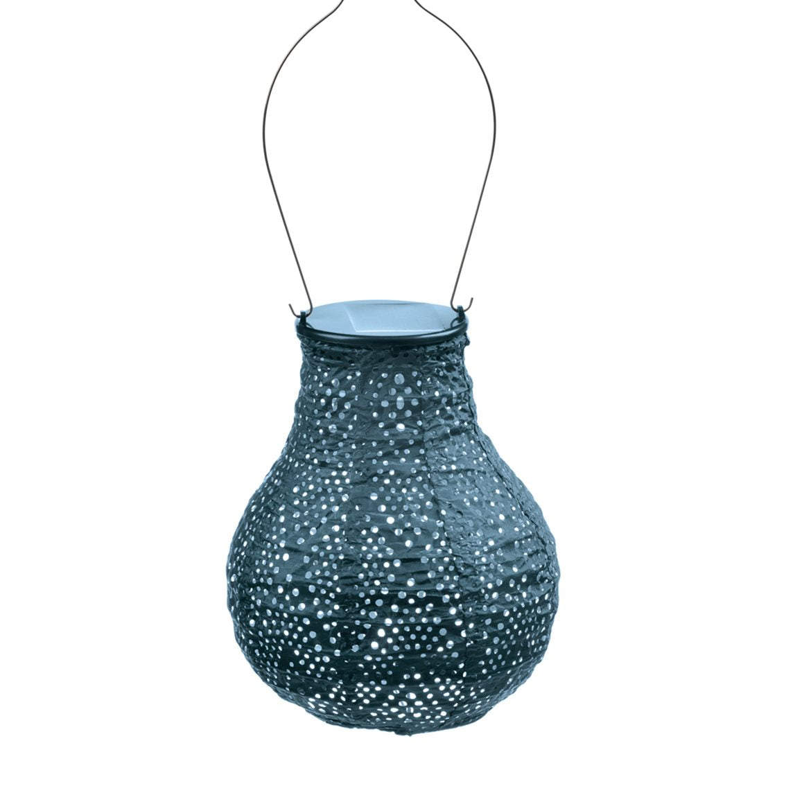 Lumiz solar lampion - ikat bulb - 16 cm - petrol