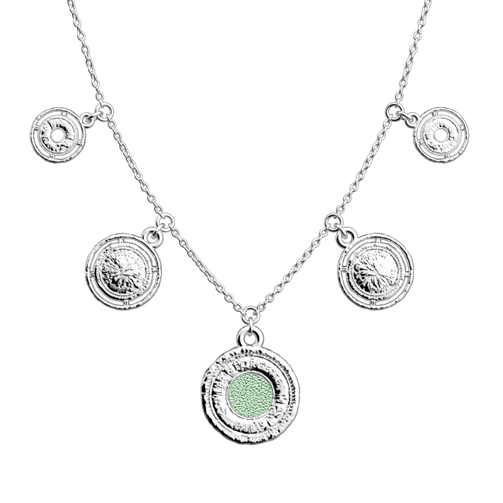 Collier Pépite, cuir réversible Aquatic / Aquamarine Métallisé