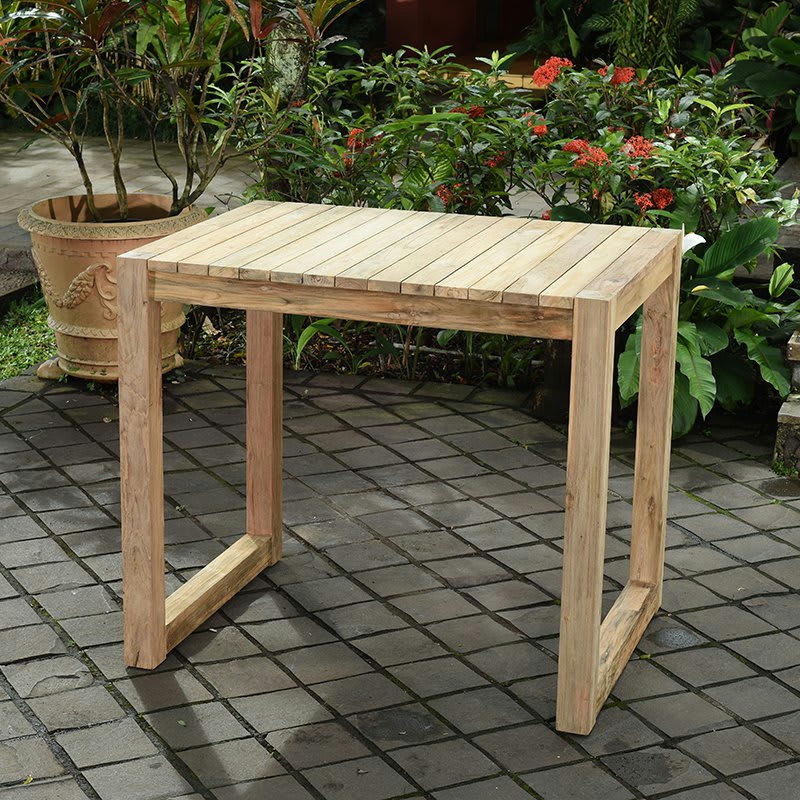 TOSCAGNE - Table haute en teck recyclé 120 cm