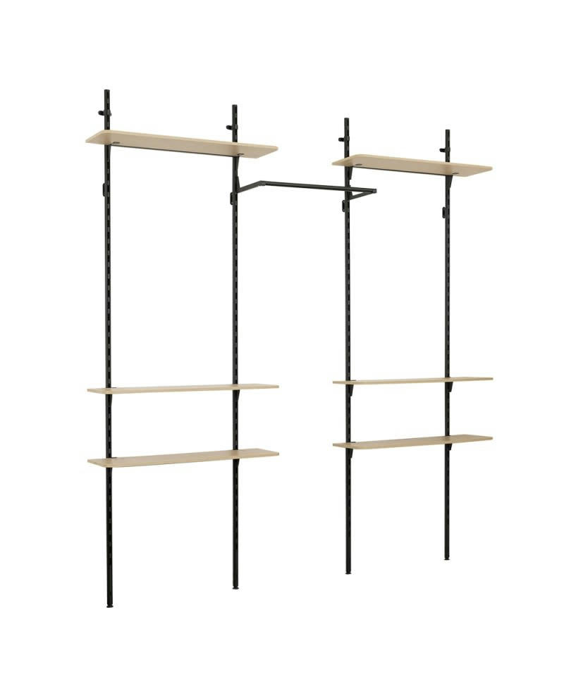 KALI - Dressing ouvert modulable en bois et métal - Noir