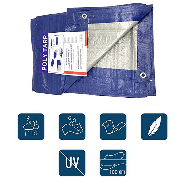 Bâche de protection 1,8x2,9m - 90g/m² en Polyéthylène Haute Densité Résistante pour Extérieur et Chantiers