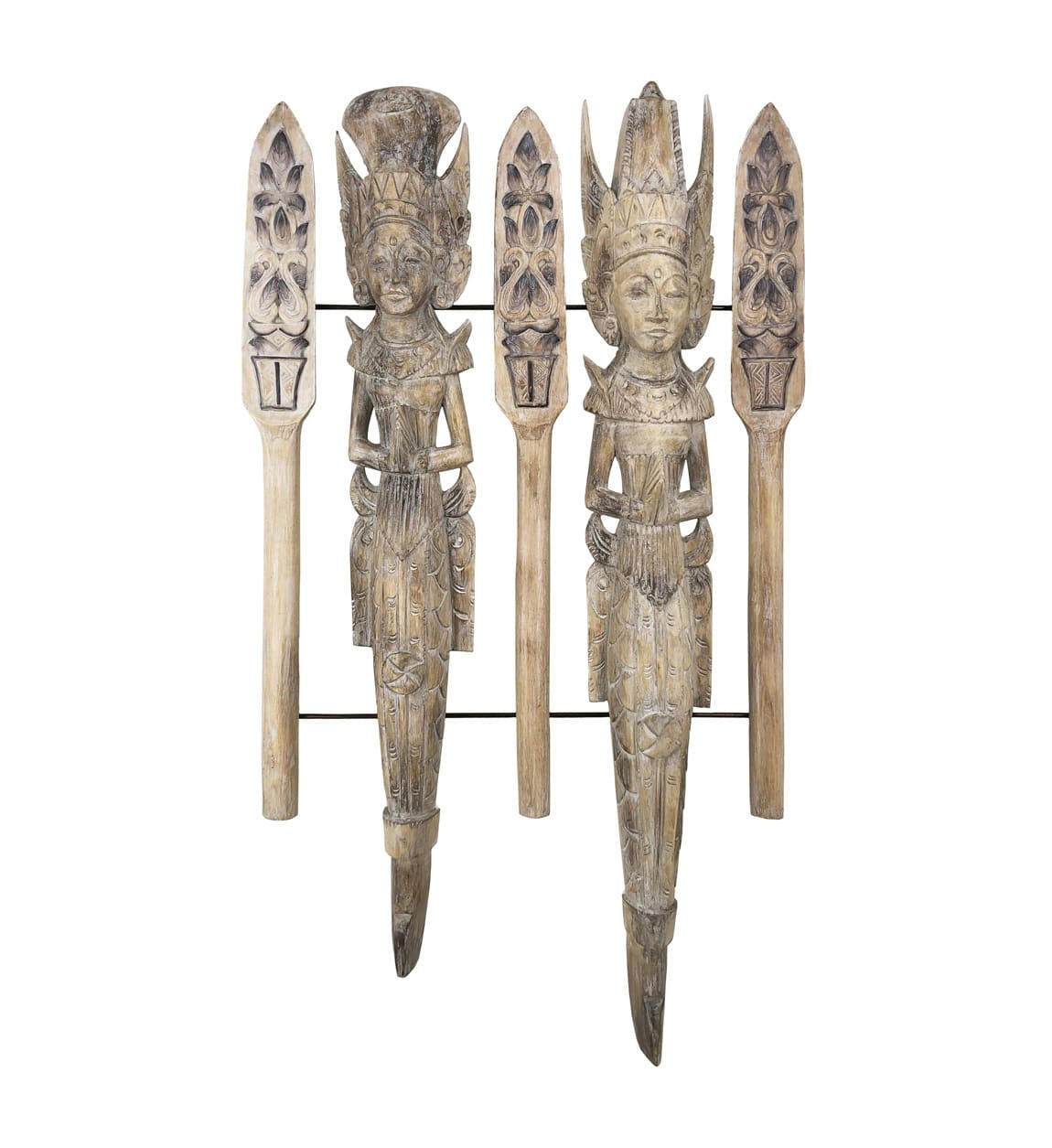 ETHNIC - Déesses sculptées en bois beige