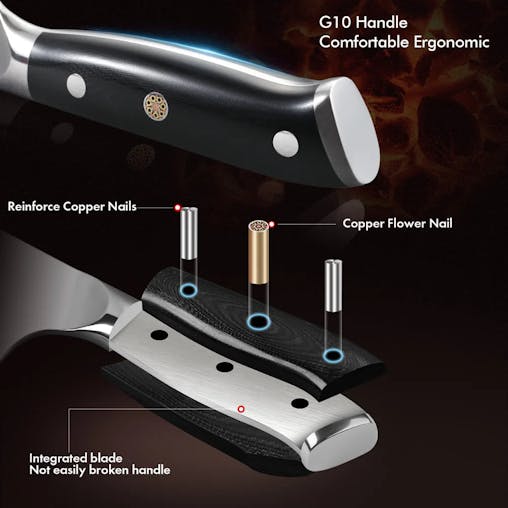 NNEOBA 7.5-Inch Damascus Steel Cleaver Knife G10 Handle Black