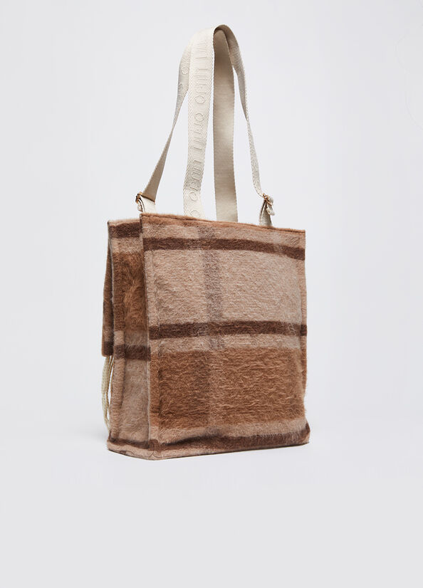 Shopping bag media in misto lana