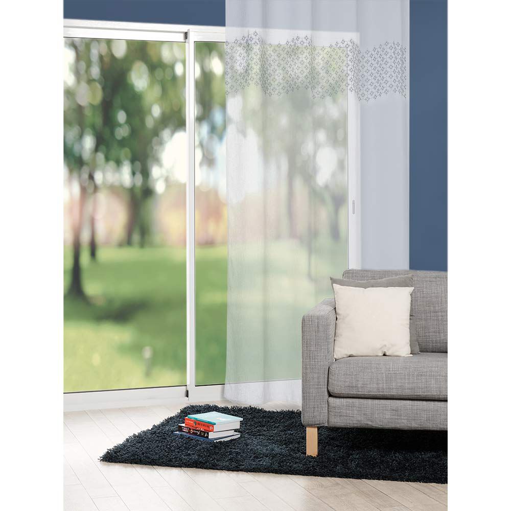 Voilage à oeillets blanc imprimé carreau de ciment 140x240 cm