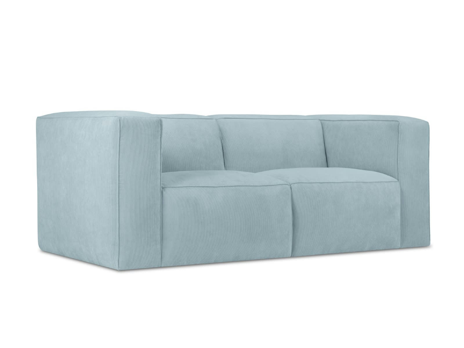MUSE - Canapé 2 places en Velours Côtelé Bleu Clair