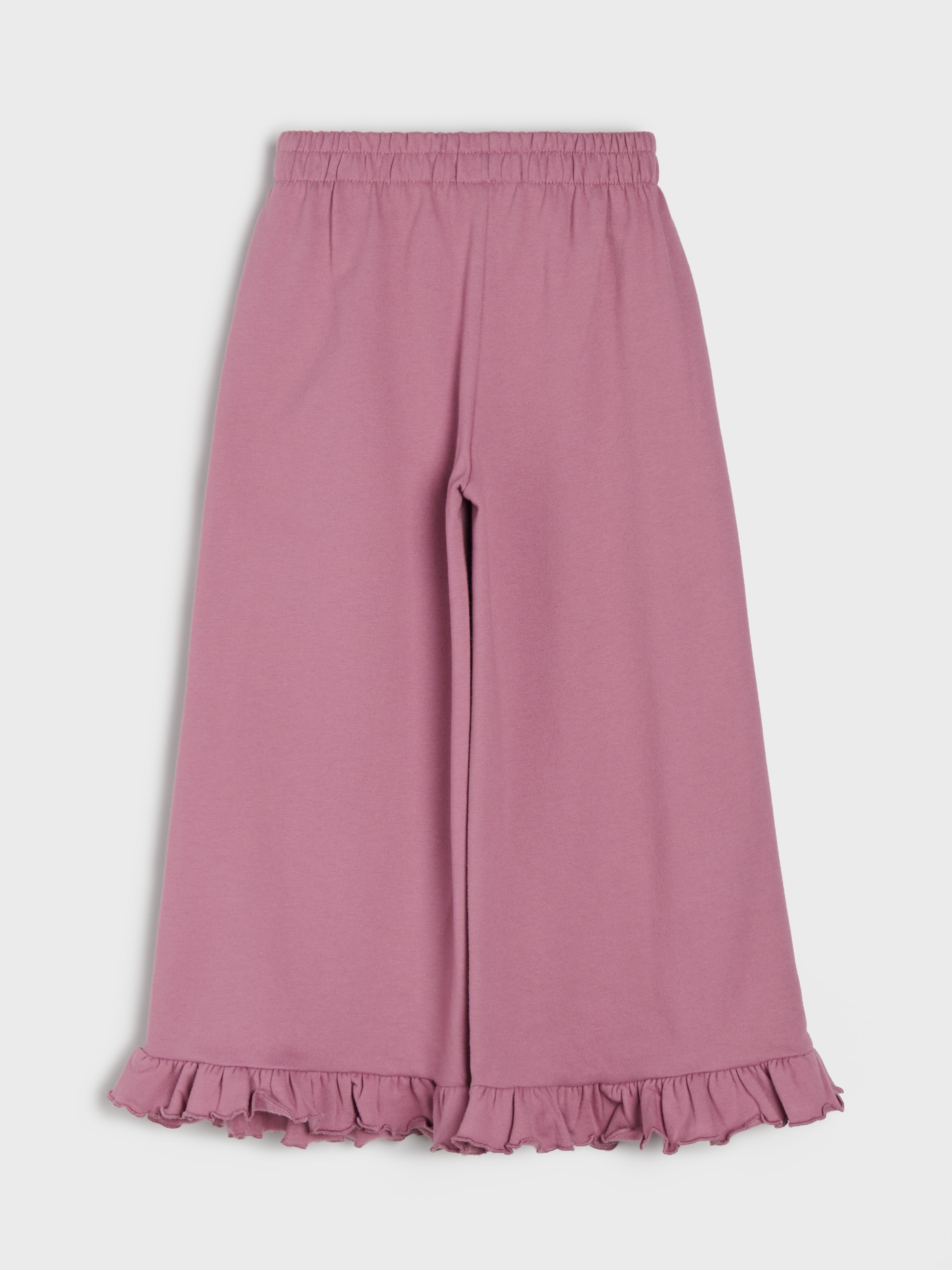 Spodnie wide leg z ozdobnymi falbanami