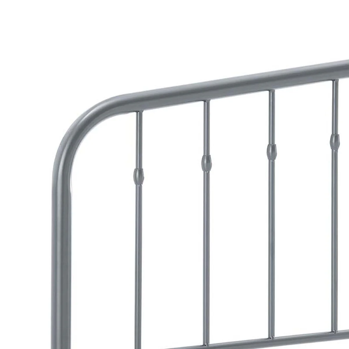John 76 Inch King Size Metal Open Frame Headboard, Arched, Grey