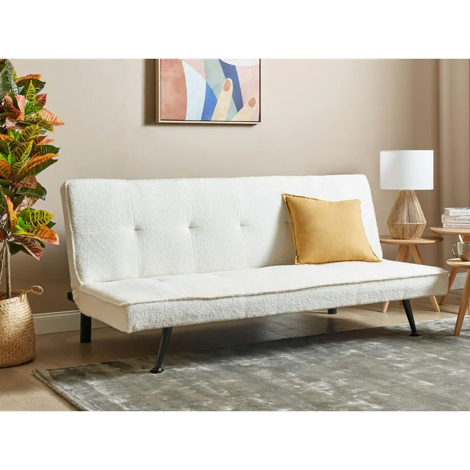 HASLE - Slaapbank 3-zits - Wit - Boucl&eacute;