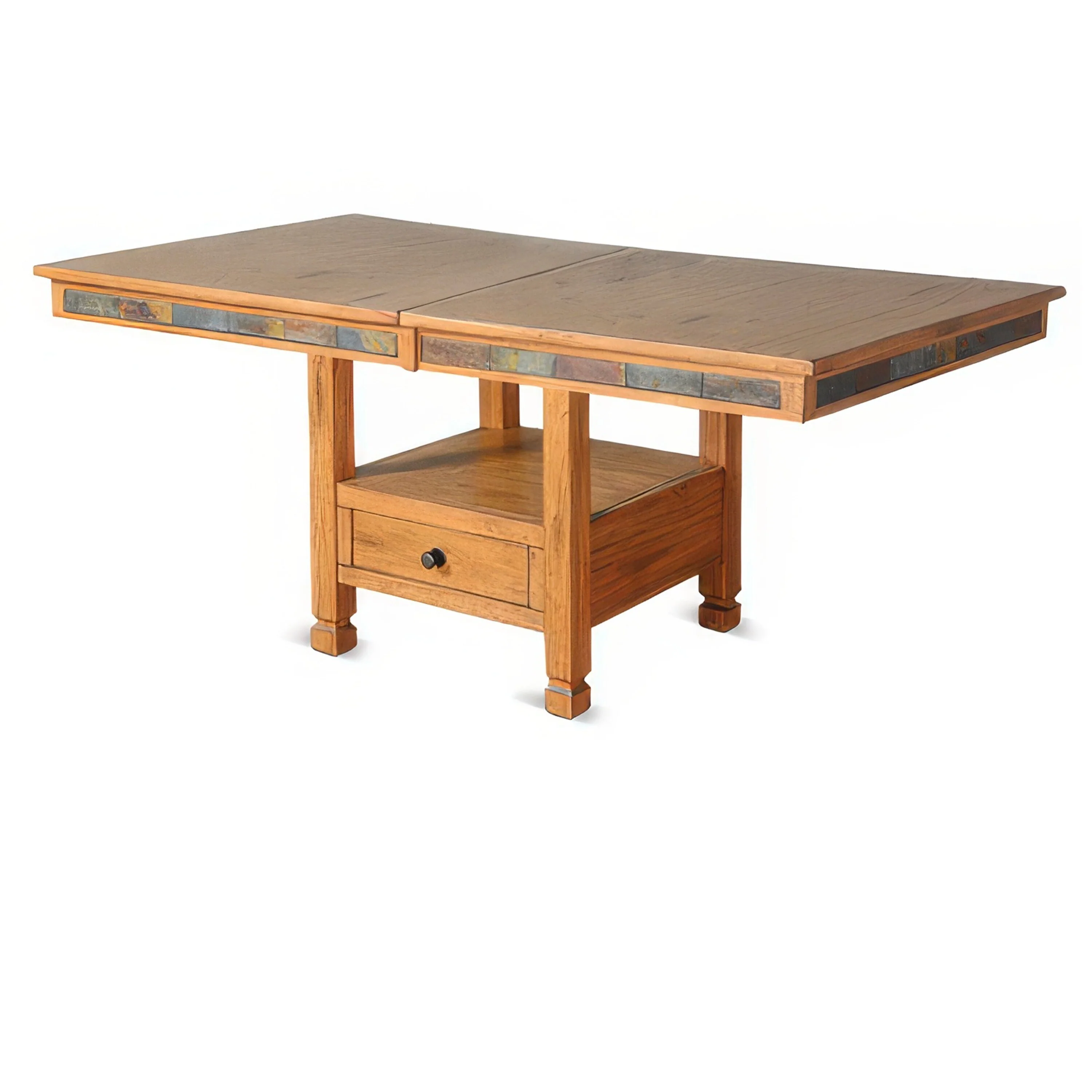 Marv Extendable n Dual Height Dining Table, 72-84 Inch Top, Brown
