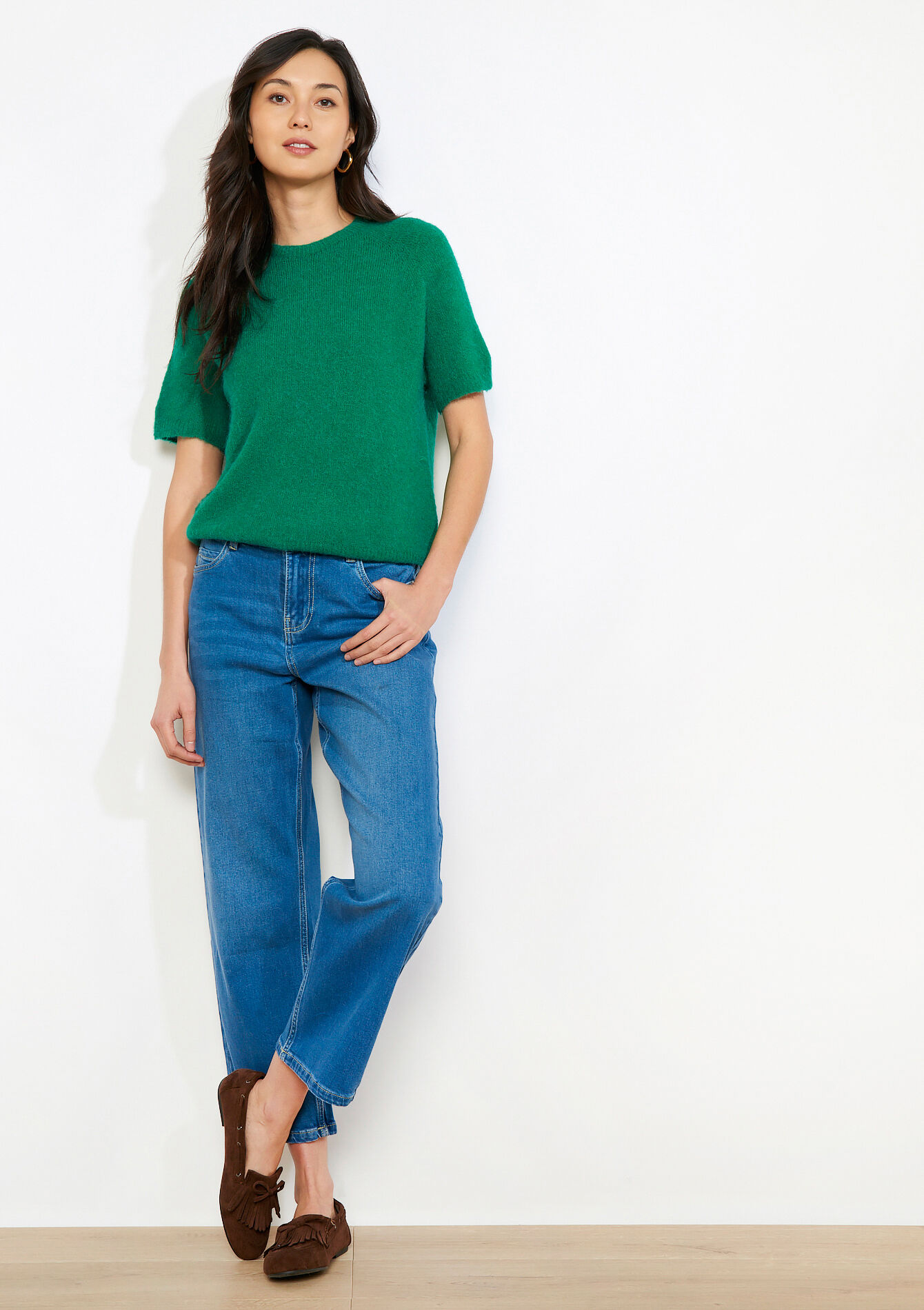 Gebreide trui met korte mouw