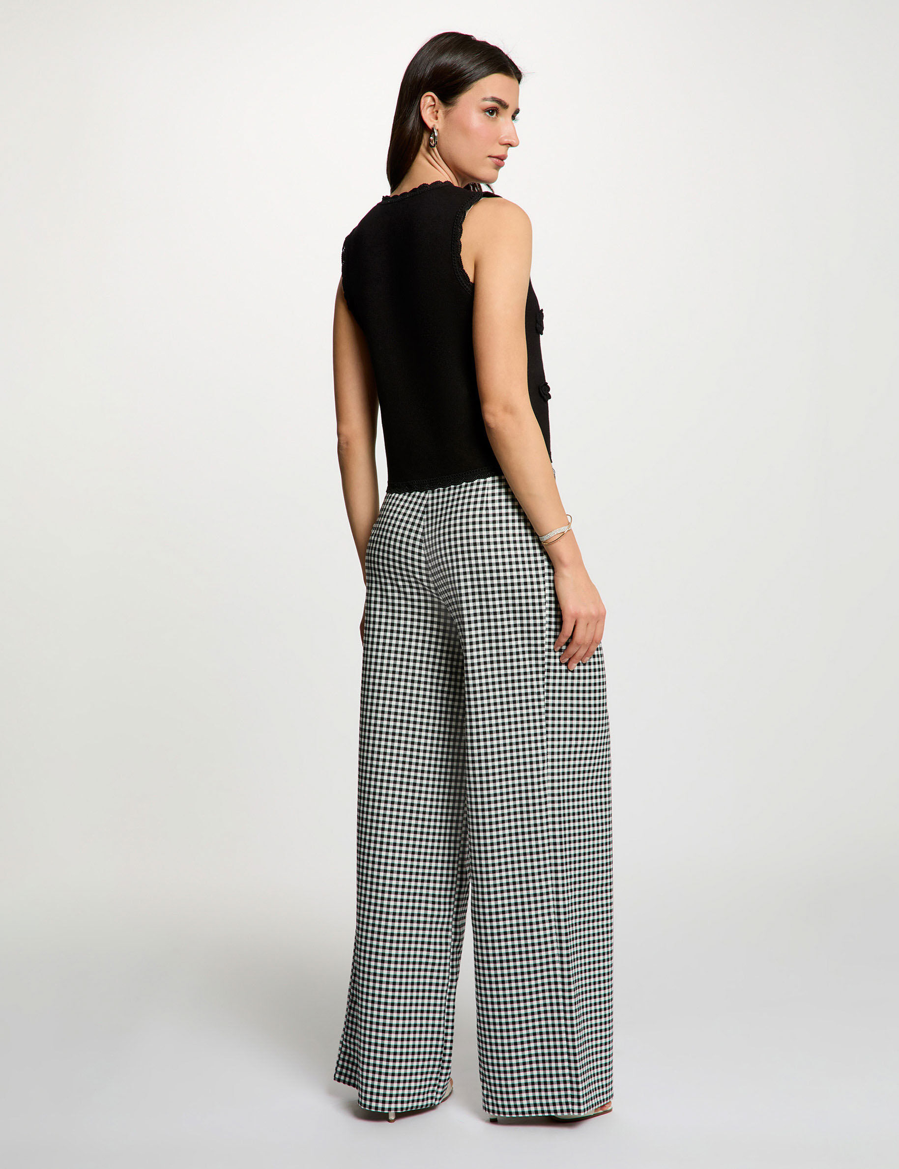 Pleated Wide-Leg Trousers Black Women
