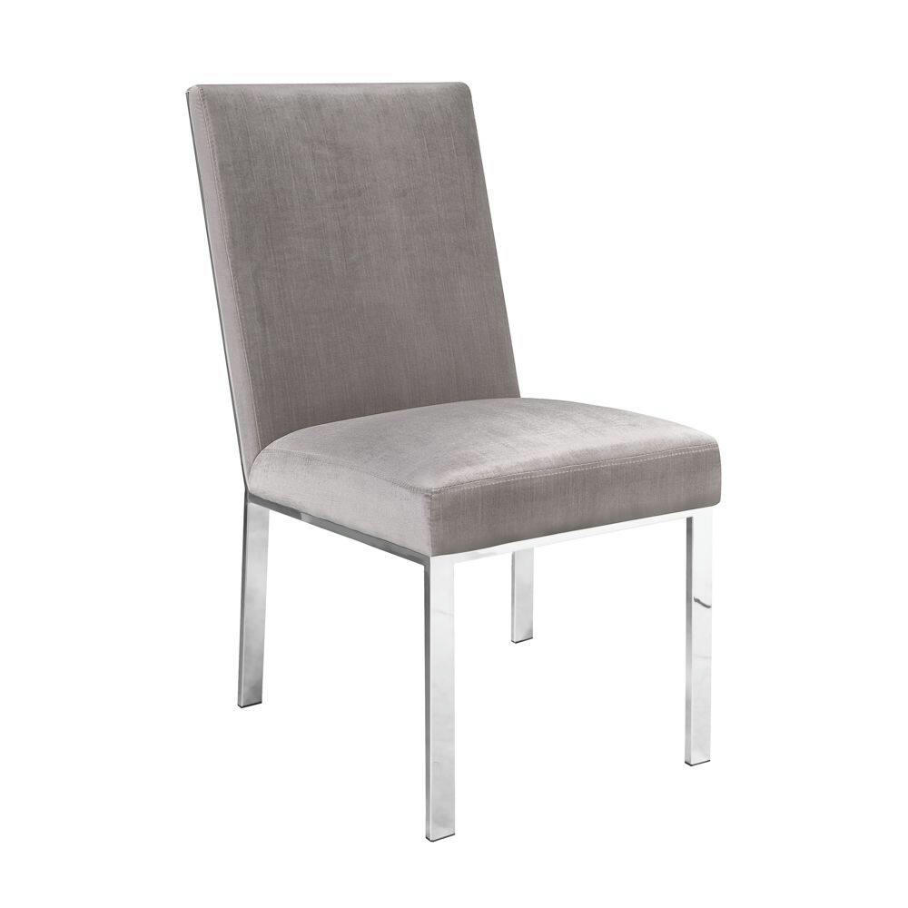 Home Gear Dining Chair with Patterned Back, Silver Frame, Grey