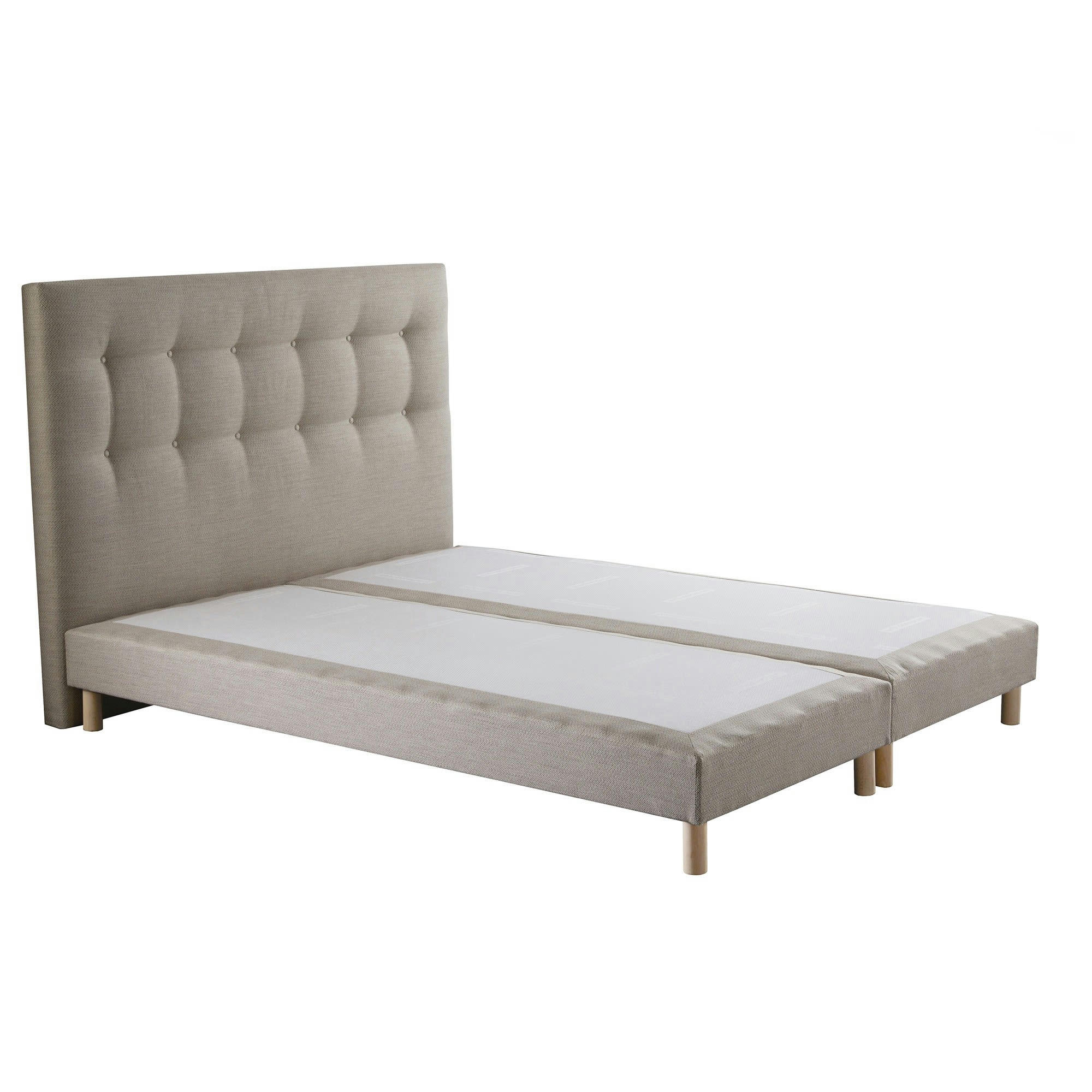 SYMBIOSE - Sommier tapissier + tete de lit capitonnée Beige 180x200
