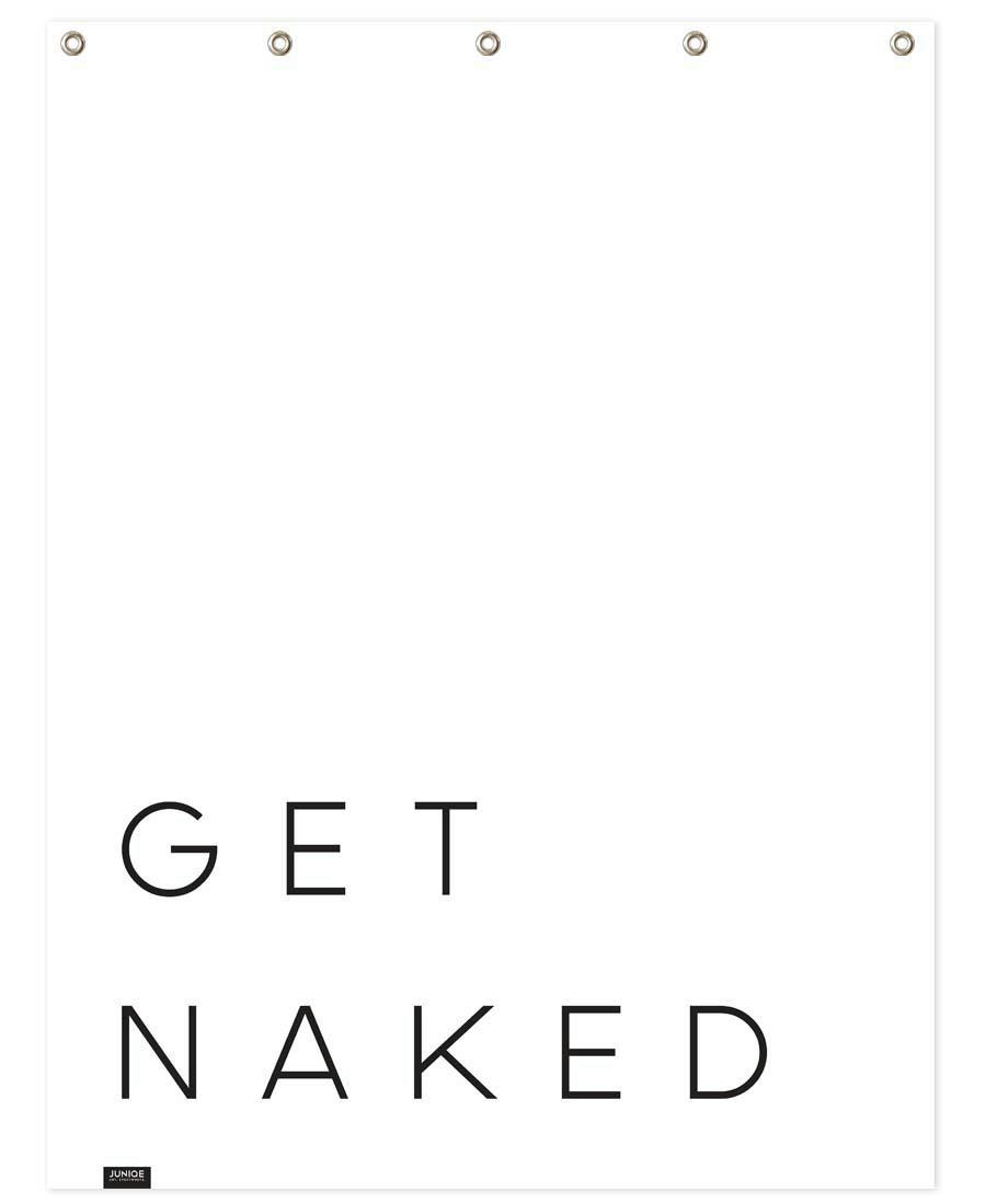 GET NAKED II - Rideau de douche en polyester en blanc & noir 150x200