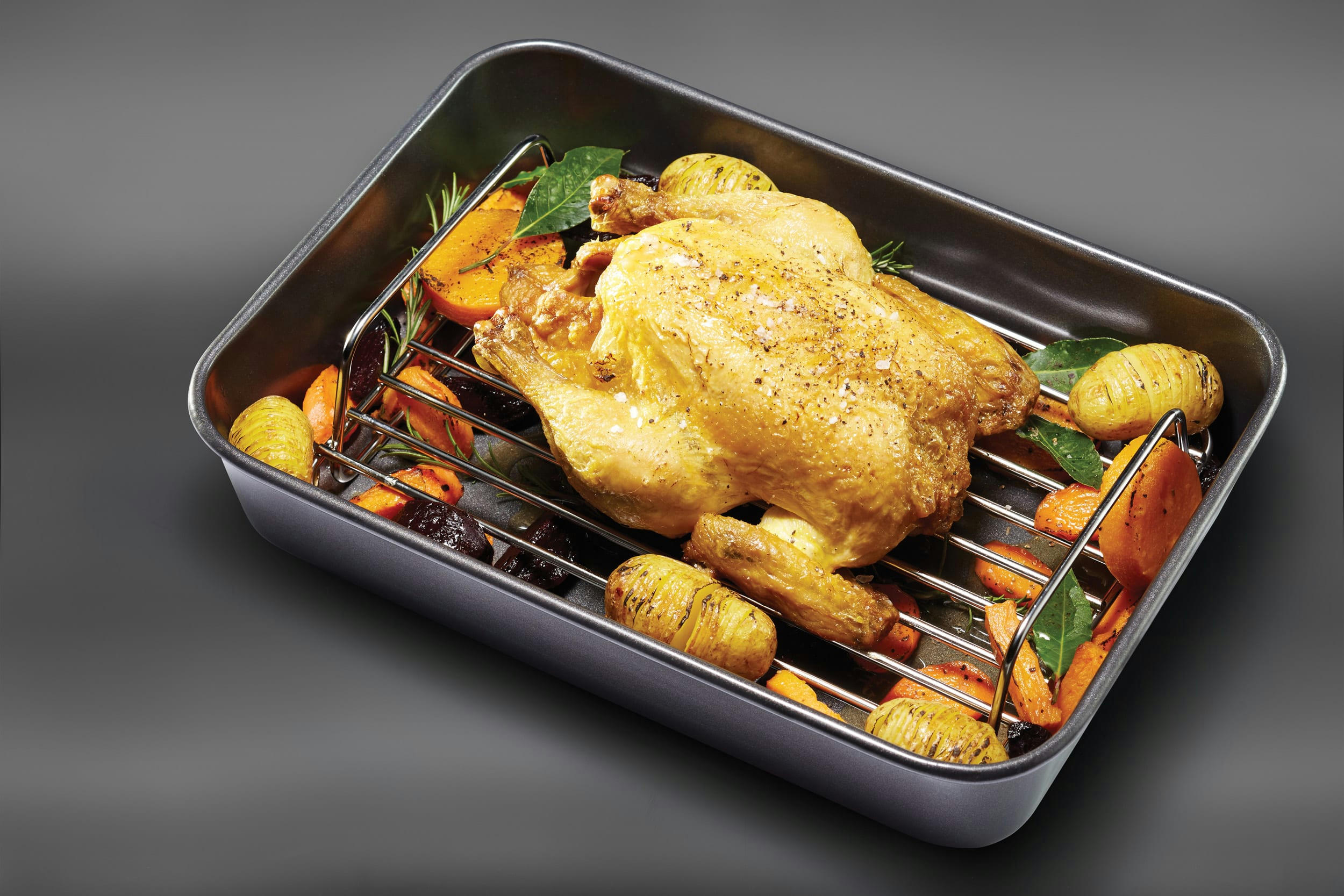 - Grille à rôtir en acier inoxydable argenté