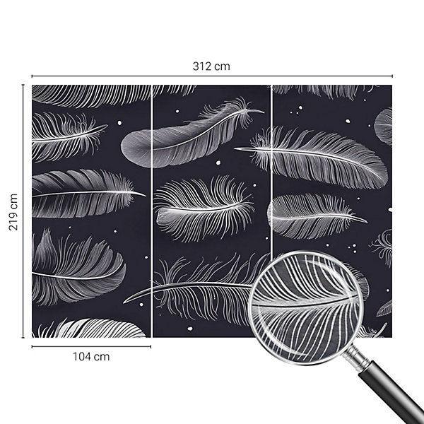 Papier Peint Adhésif Tulup 312x219 cm Plumes subtiles Pour La Chambre, Salon, Bureau