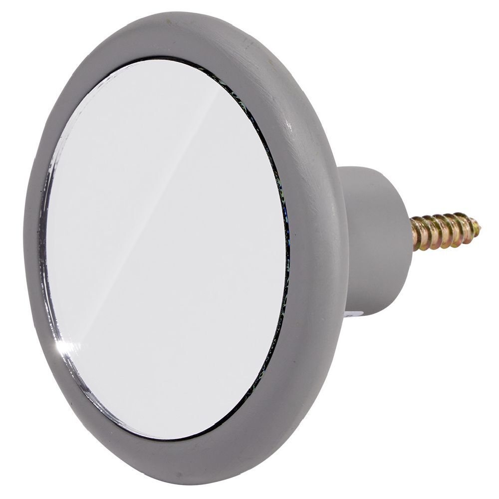 Patère murale ronde miroir contour gris Ø8cm