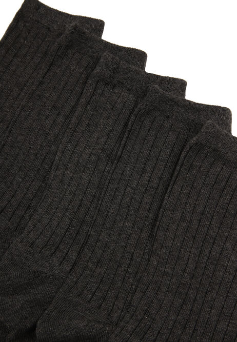 Boys 5pk Grey Plain Ribbed Socks