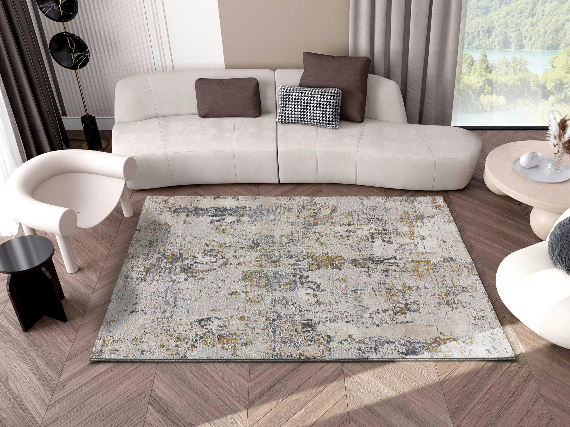 SPRINGS - Tapis abstrait de style vintage multicolore, 154X230 cm