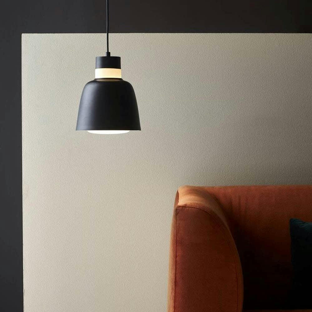 EMMA - Suspension moderne avec abat-jour en métal noir et verre Ø 18 cm