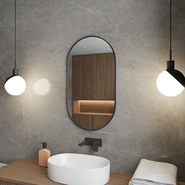 Lustro Hit Owal 50×90 cm czarna rama