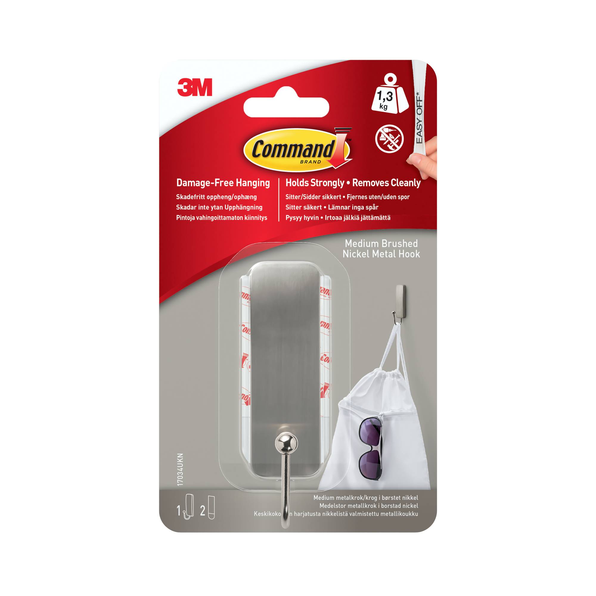 Command Medium Nickel Hook