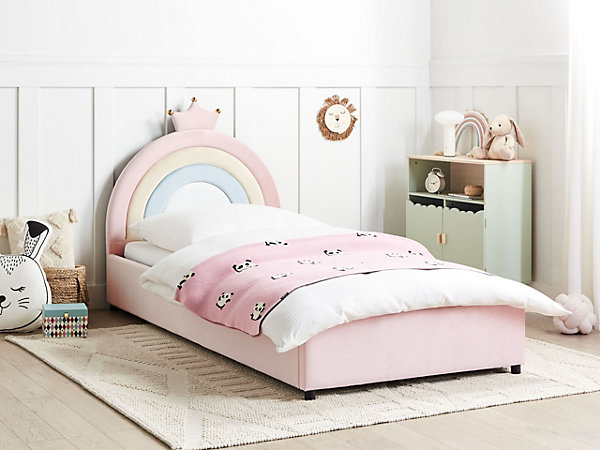 Lit ottoman enfant Couronne Velours GRISETOT 90 x 200 cm Rose