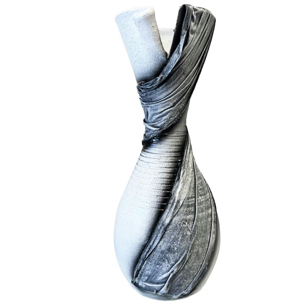 - Vase artisanal drapé de tissus 40.5 cm