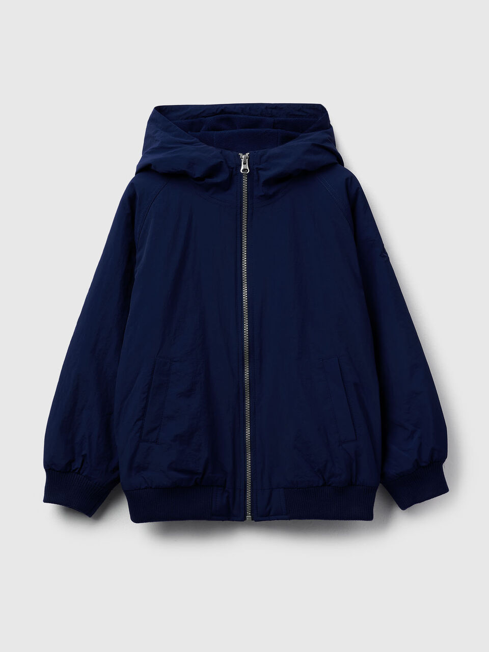 Nylon jacket with hood