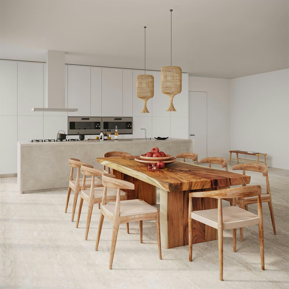 TANAH - Table rectangulaire 10 personnes en bois de suar 240 cm