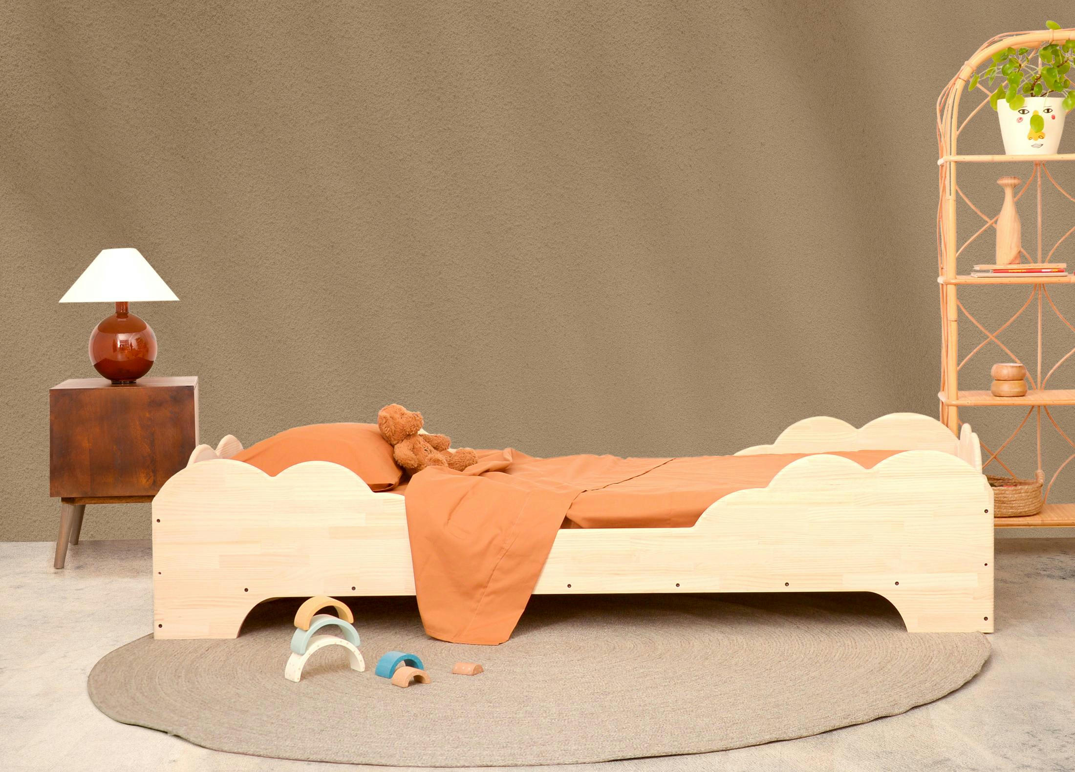 CLOUD BED - Lit enfant nuage en bois contreplaqué naturel Montessori