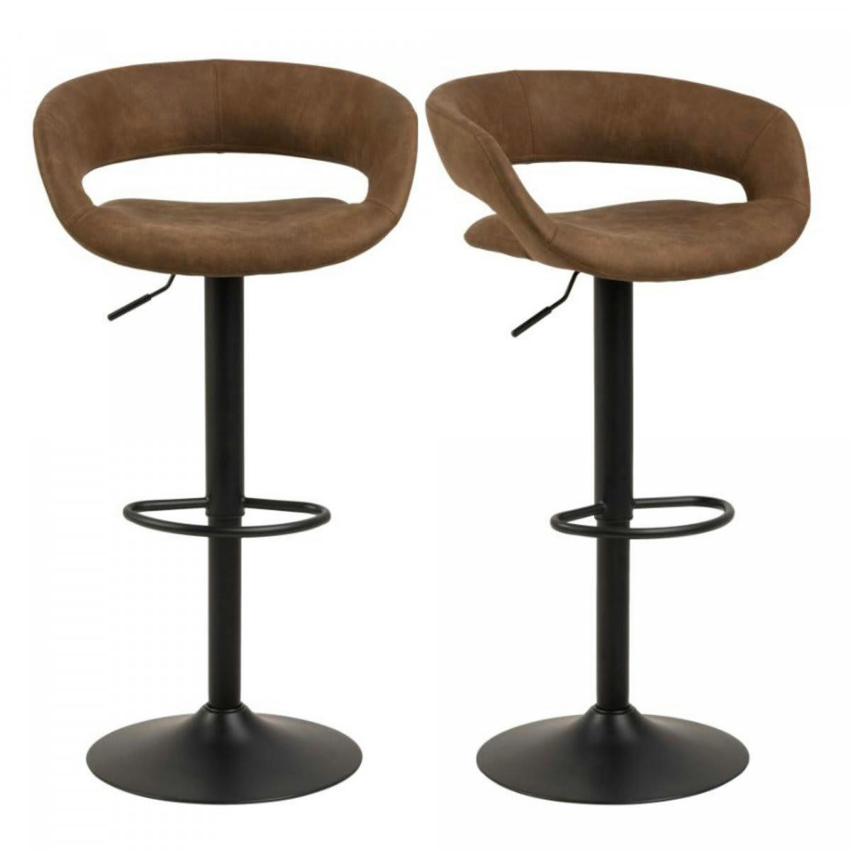 GRADE - Lot de 2 tabourets de bar confortables en tissu taupe