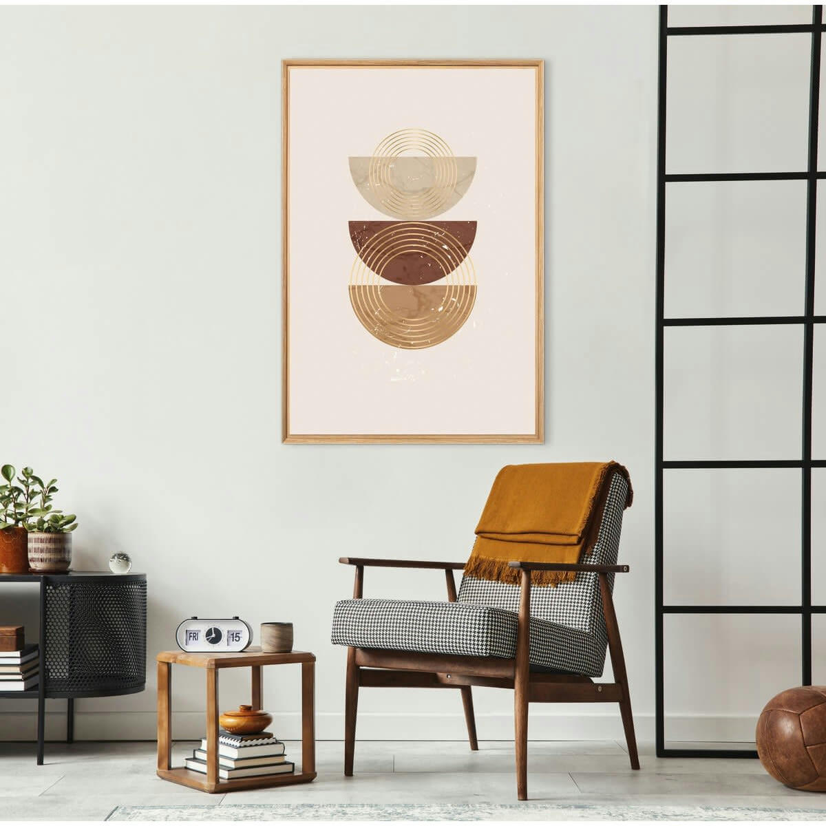 ABSTRAIT - Tableau mural encadré formes et doré 65x97 cm