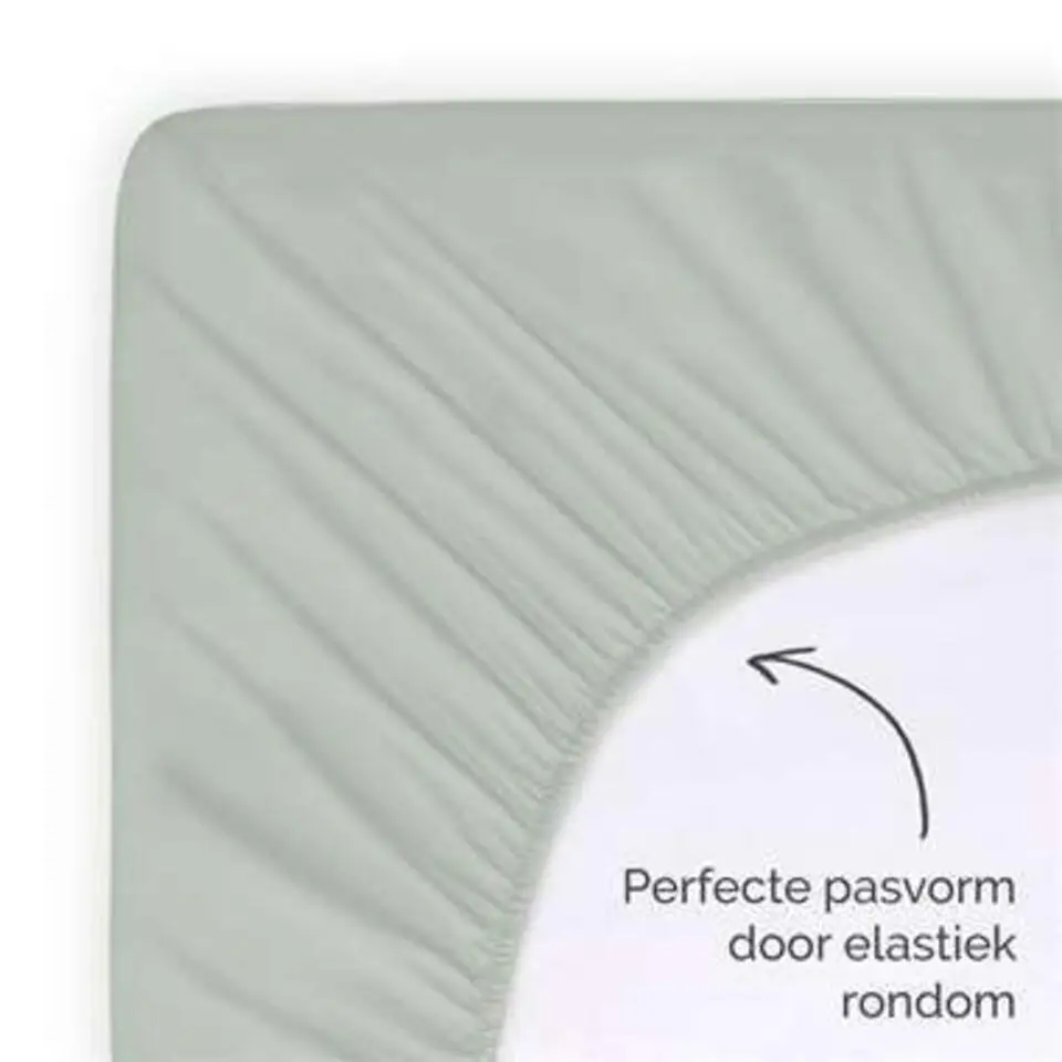 Byrklund - Hoeslaken Katoen - 140x200 cm - Grijsgroen