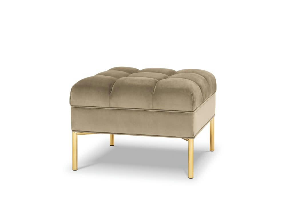 KAROO - Pouf velours cappuccino