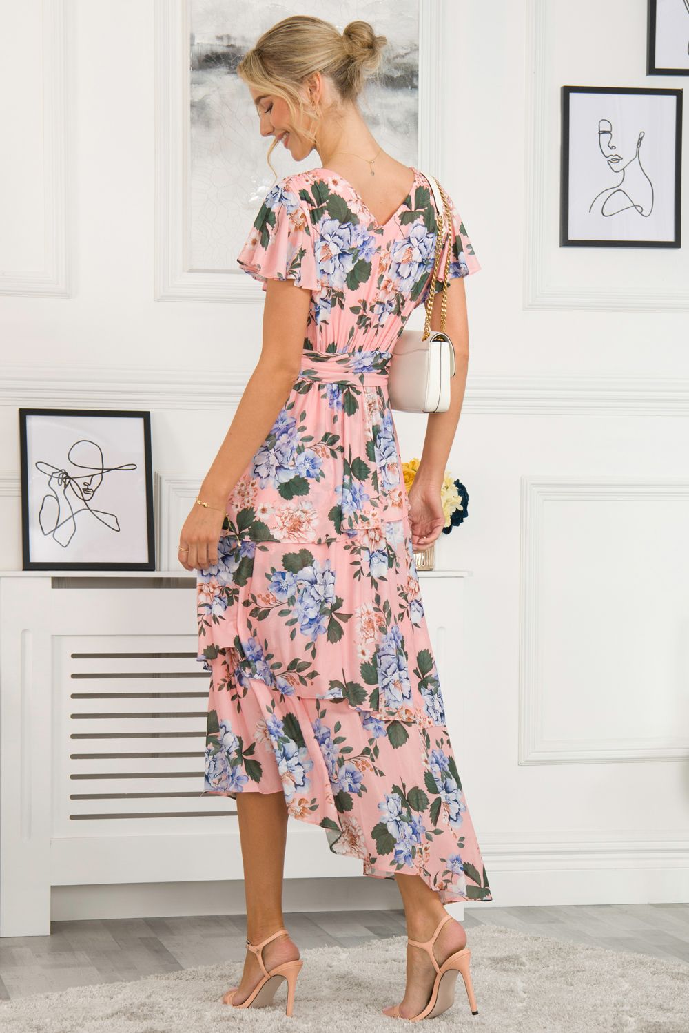 Jolie Moi Danica Tiered Hem Mesh Maxi Dress