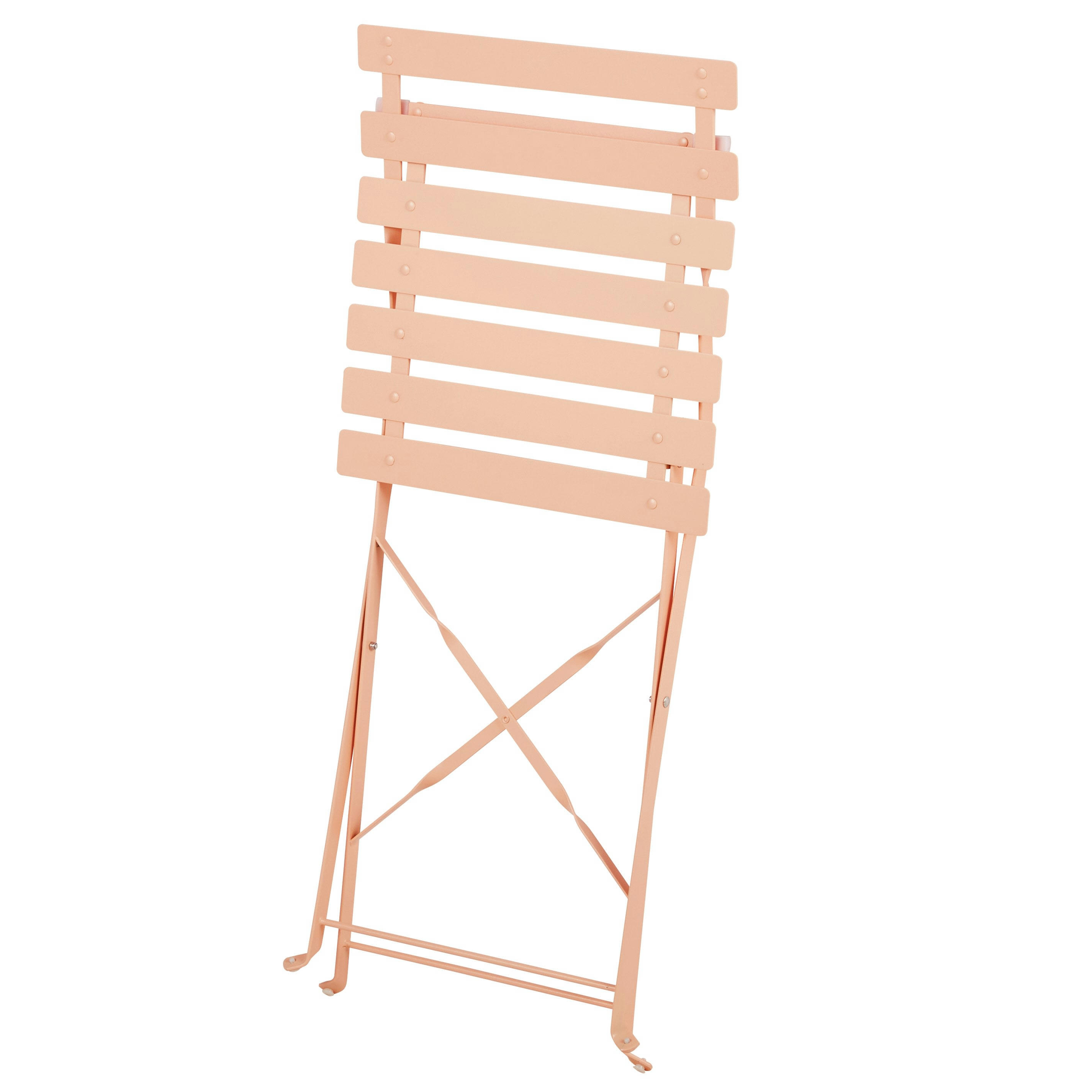 Guinguette - Chaises à dîner de jardin pliables en métal rose pêche (x2)