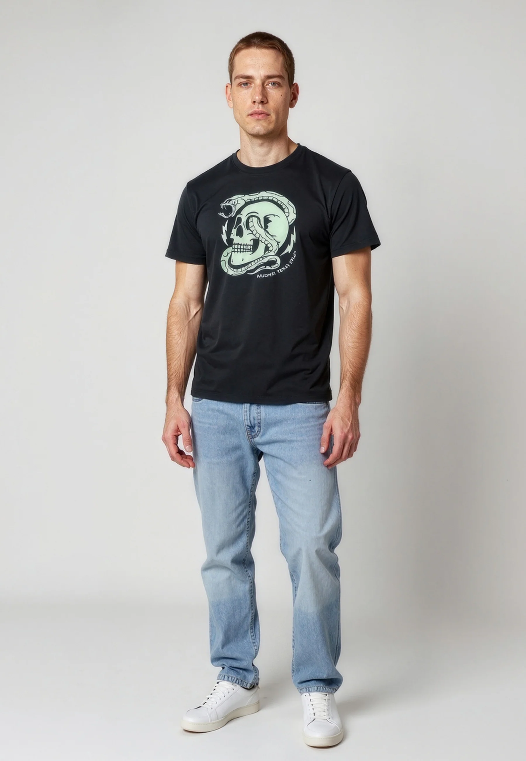 T-shirt manches courtes regular noir coton BOA