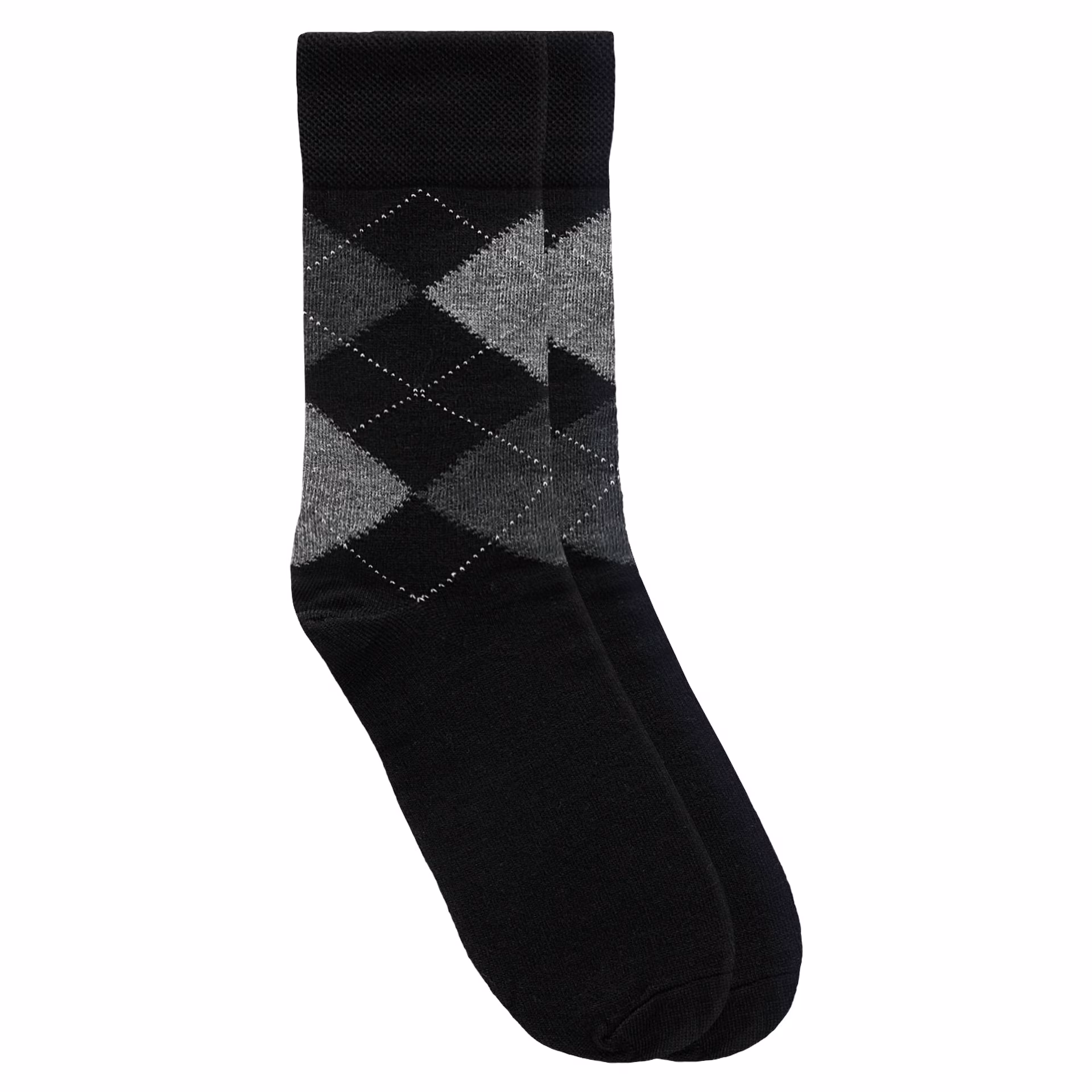 Czarne eleganckie skarpety w popielate romby