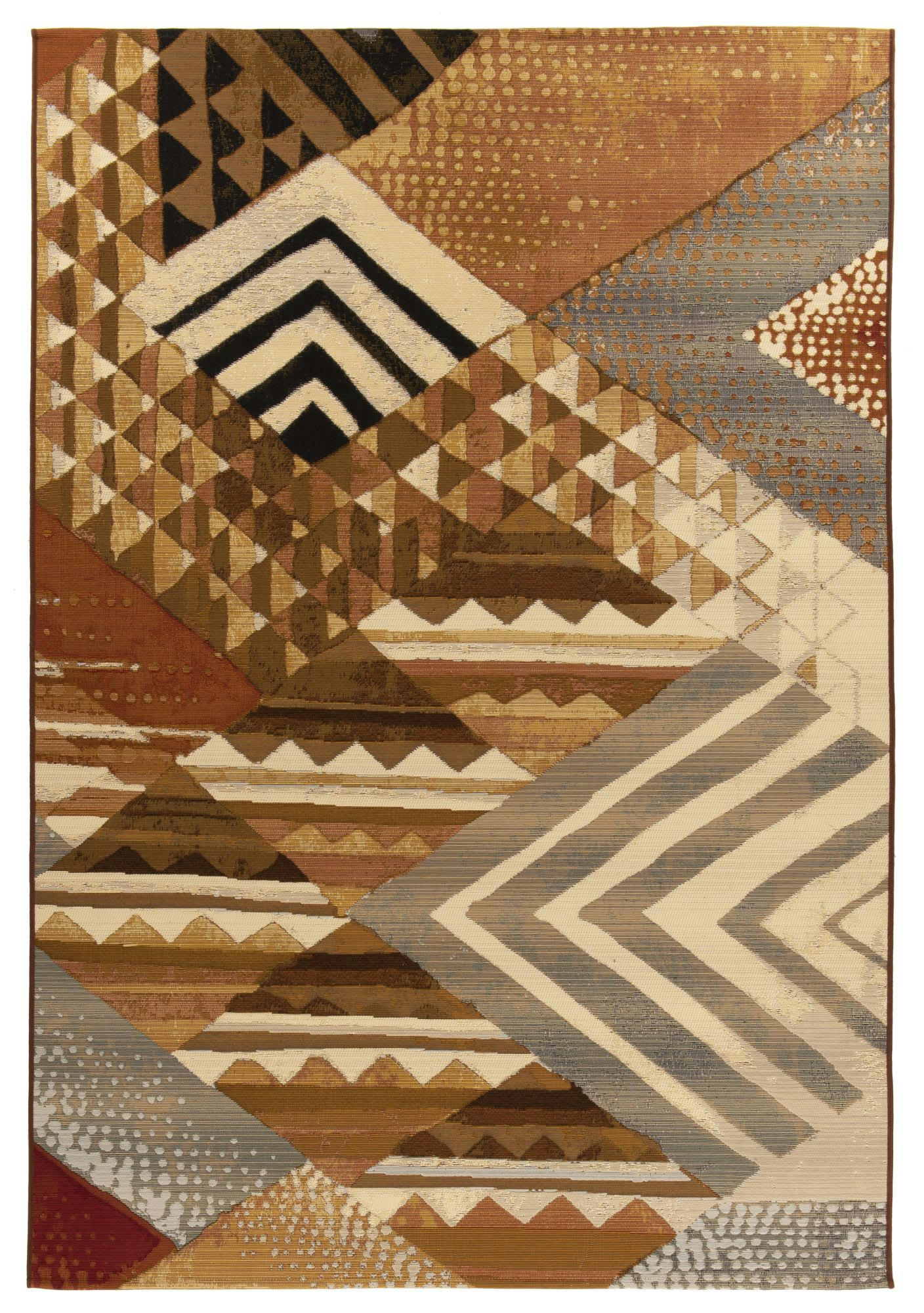 AURORA - Tapis d'extérieur tissé plat - Marron multicolore 160x235 cm