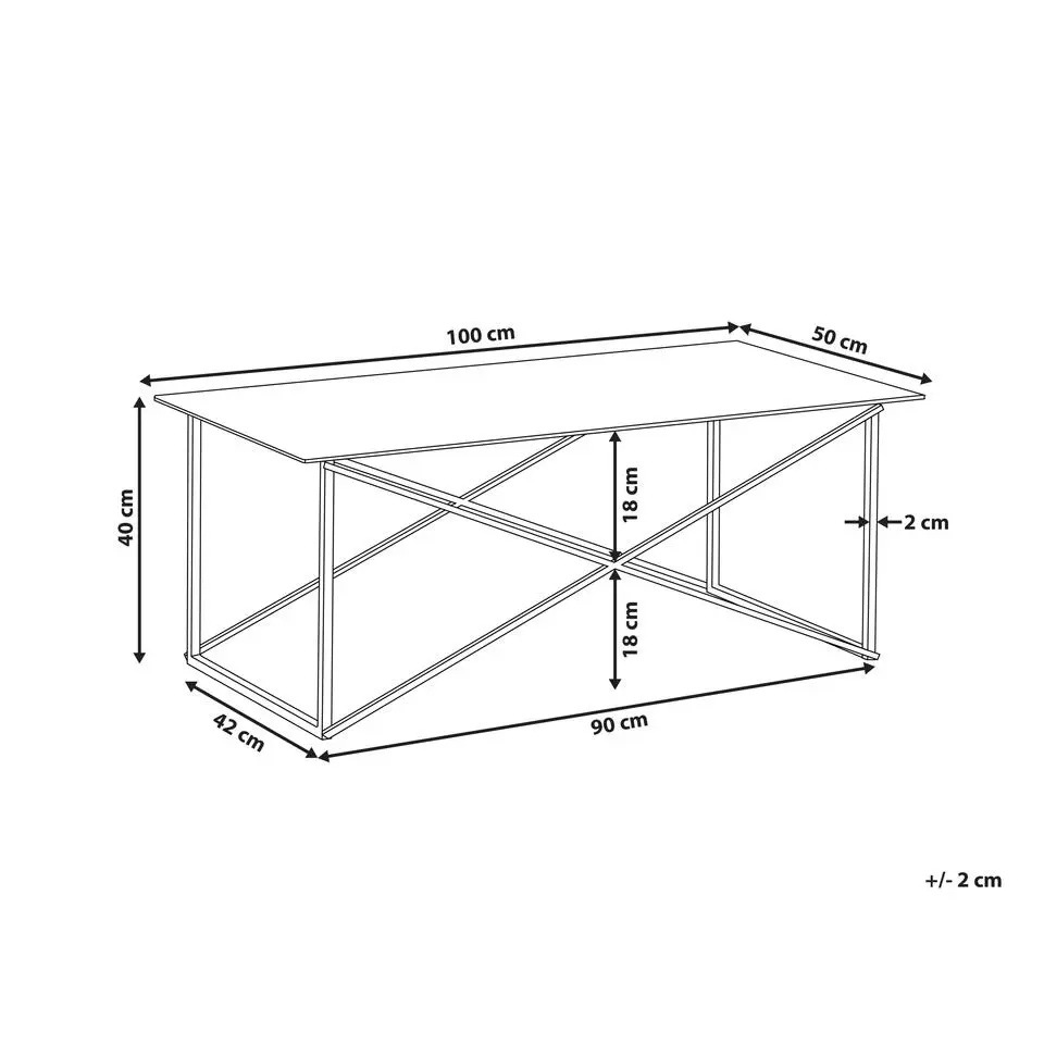 EMPORIA - Salontafel - Wit/Zilver - Veiligheidsglas