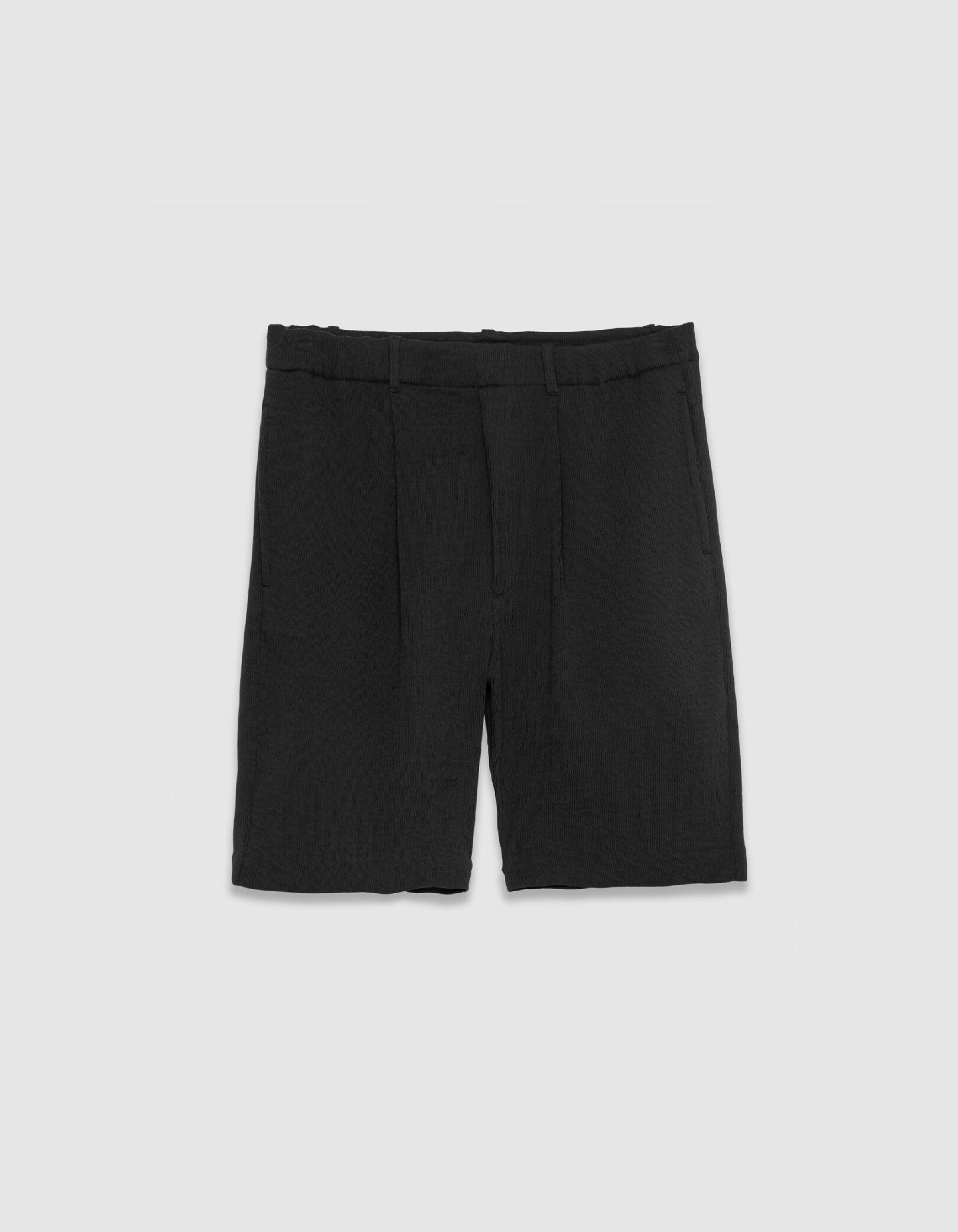 Bermuda noir tissu plissé Homme