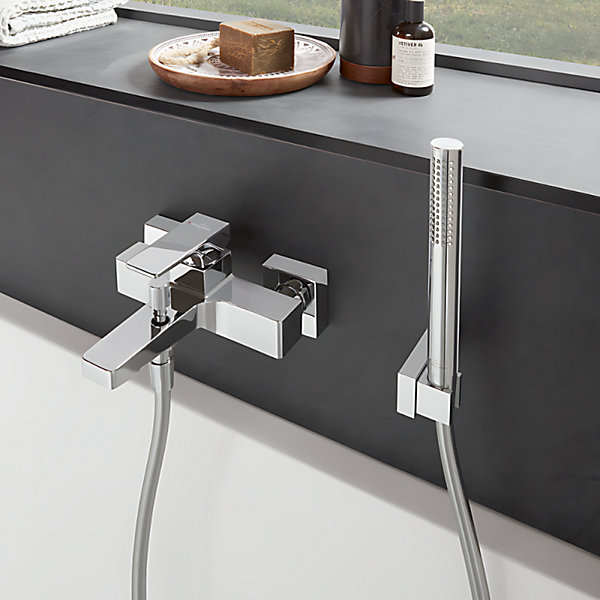 Pack mitigeur baignoire mécanique VILLEROY ET BOCH Architectura Square chrome avec ensemble