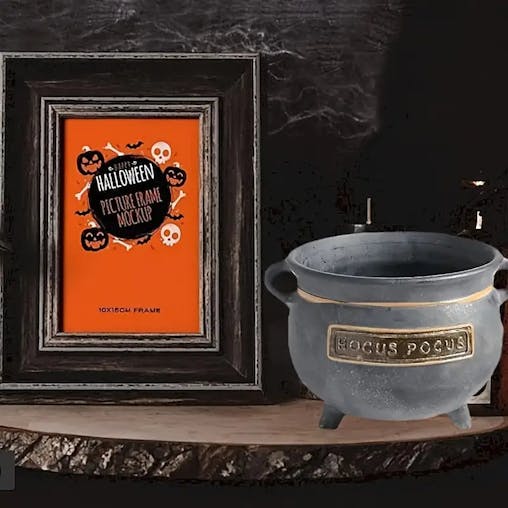 NNETM Mini Resin Pot With Black Stand - Witch Cauldron Serving Set
