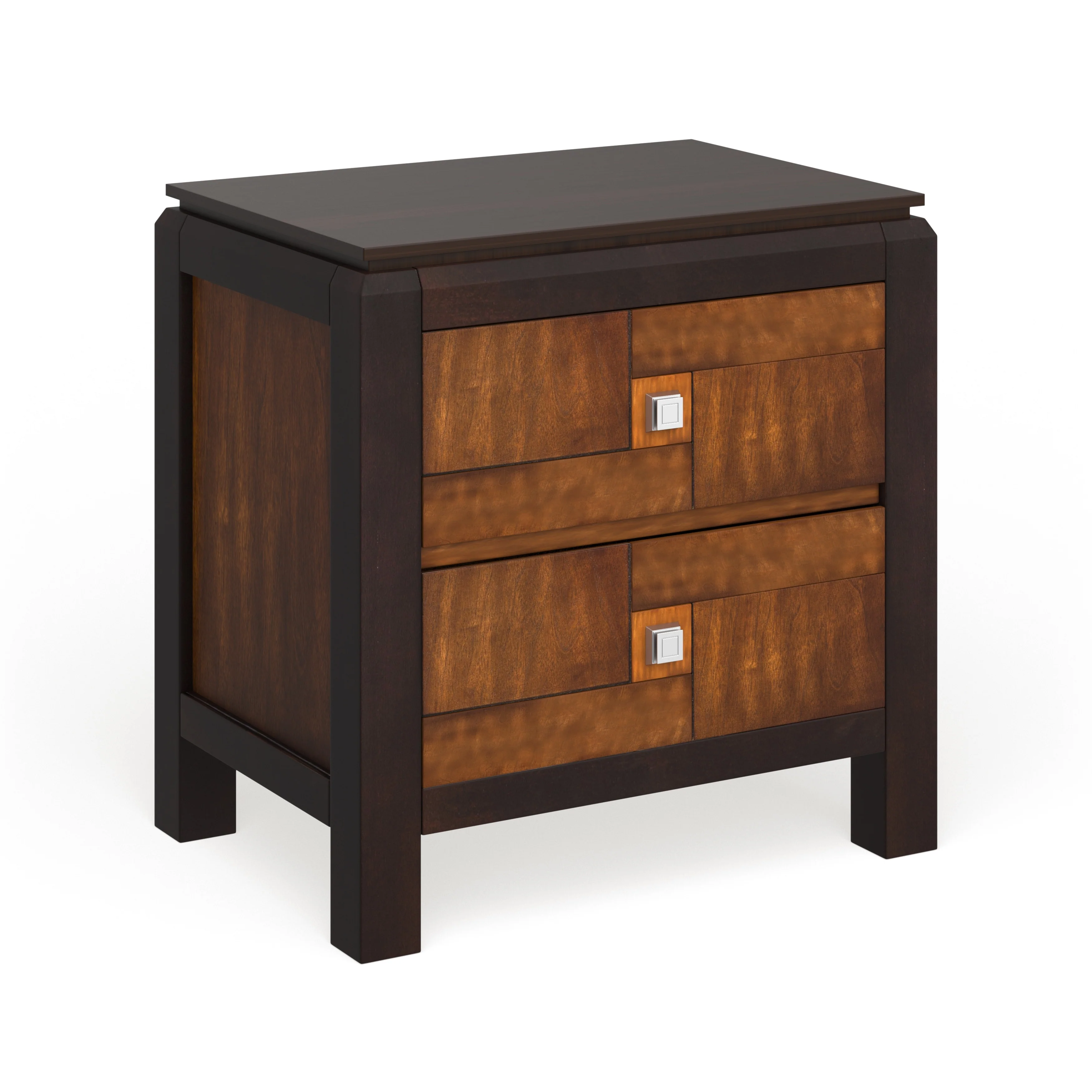 Poa Transitional Walnut Solid Wood 2-Drawer Nightstand by Furniture of America