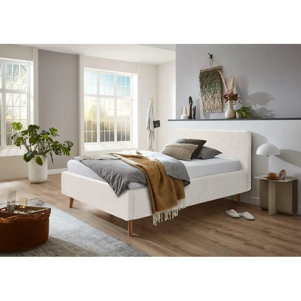 Bed Dalila 140x200cm teddystof met opbergruimte - wit