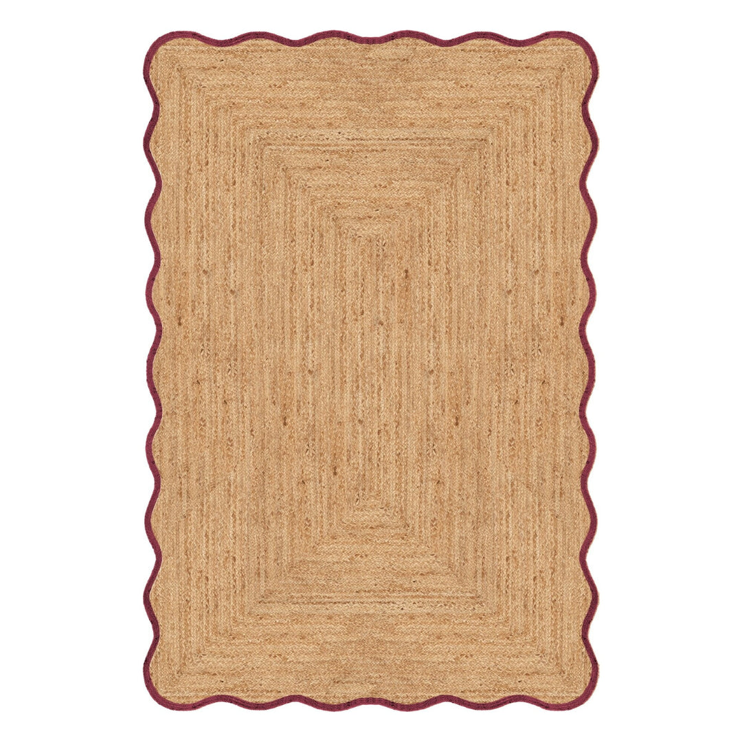 Mrcarpet jute vloerkleed Scallop - wafelstructuur - naturel/roest - 140 x 200 cm